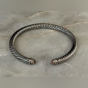 David Yurman Classic Cable Bracelet 5mm Silver w/ Morganite and Diamonds